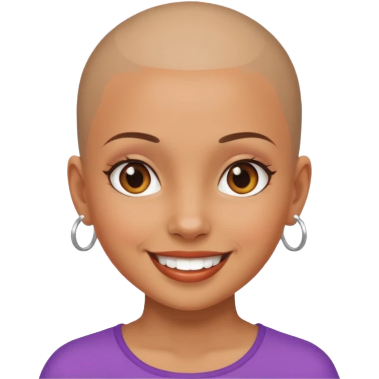 Girl tan skin with skin head. emoji