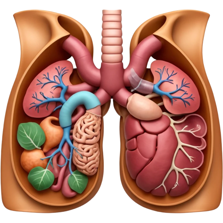 A highly detailed 3D accurate and anatomical model of the belly of a human, including the intestines, stomach, kidneys etc. Medical illustration style, realistic lighting, neutral background, hyper-detailed, scientific accuracy, 8K resolution emoji