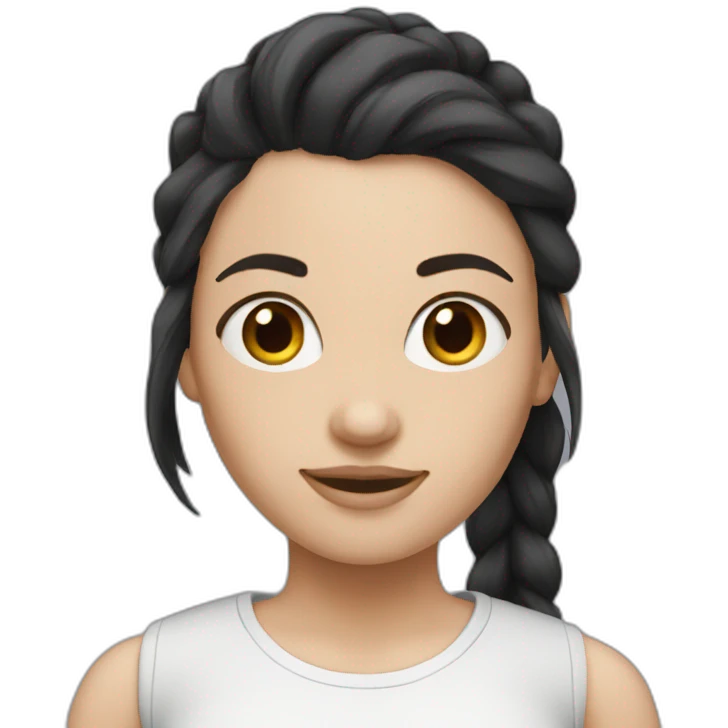 white women with dark hair pony tail  emoji
