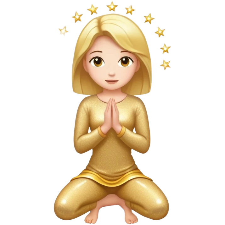 Women kneeling with sparkles around  emoji