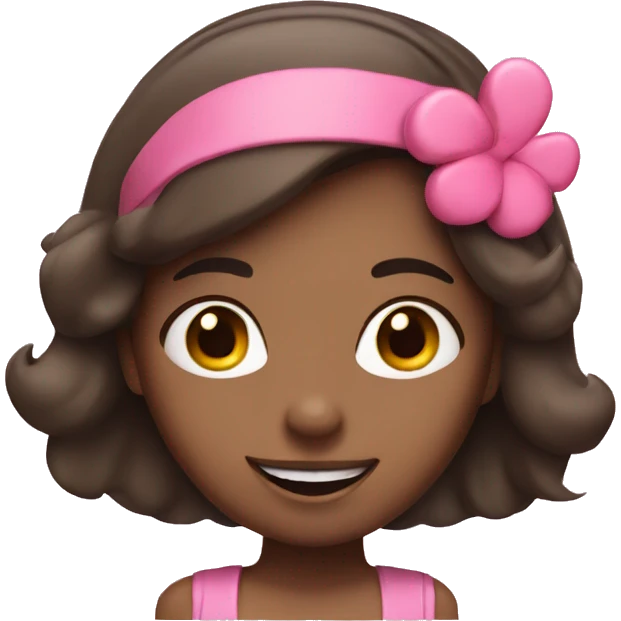 Brunette girl with a happy face and a pink heart headband  emoji
