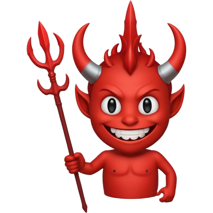 A red demon smiley face holding a trident emoji