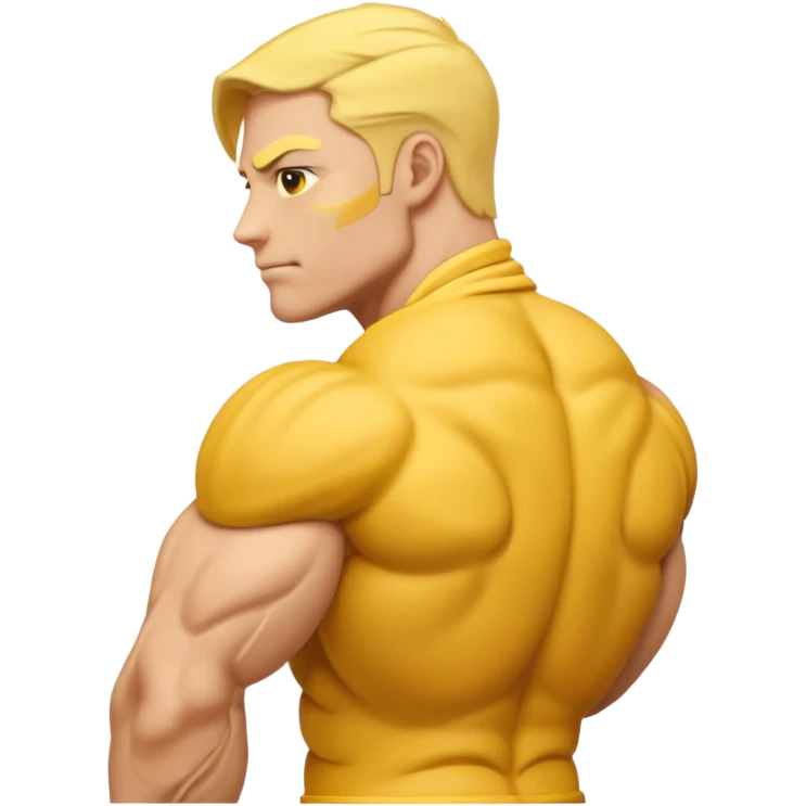 Emoji of Shoulders Muscle from side view, the human is yellow like on iphones. He has big shoulders. emoji