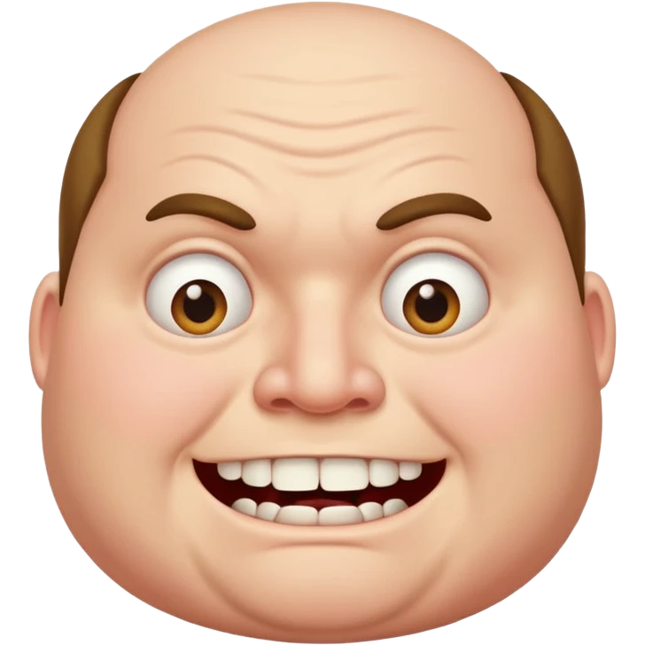 fat man with wonky eyes and two teeth emoji