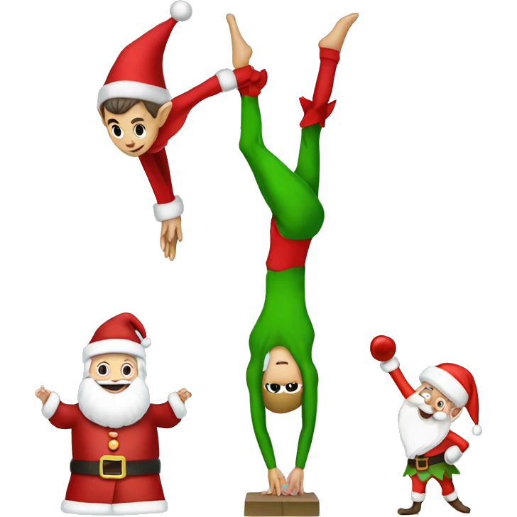 elf doing a handstand next to santa  emoji