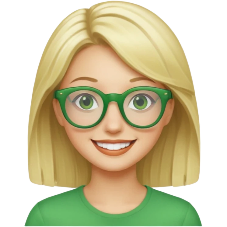 give her blond hair and green glasses emoji
