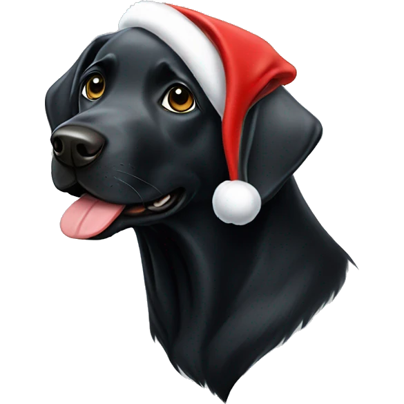 A black Labrador with a Santa hat on emoji