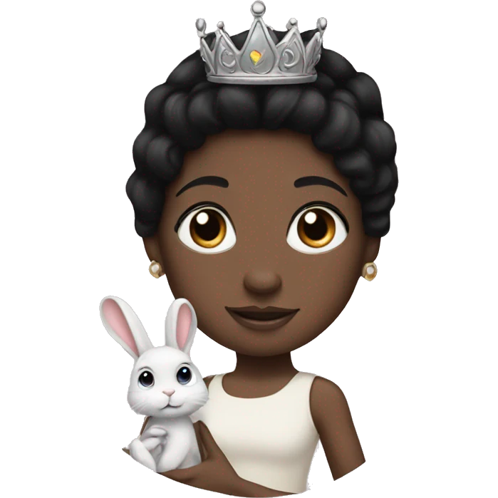 Black haired, white skin, princess with black haired bunny emoji