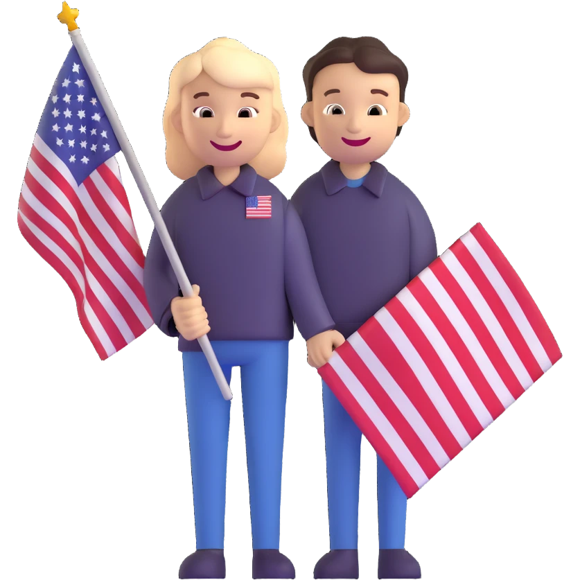 smiling person with American flag emoji