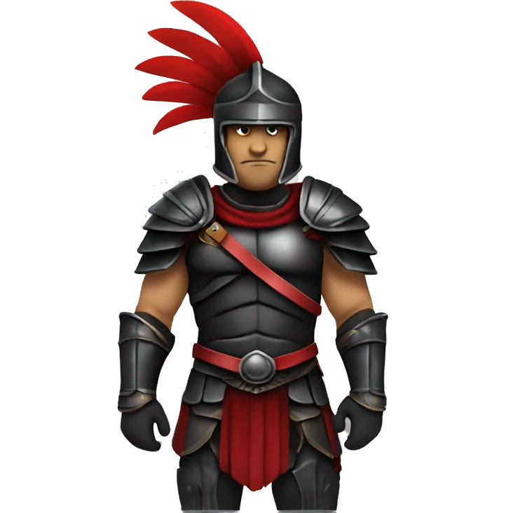 Fantasy spartan warrior male wearing detailed black armor with a red plumed helmet
 emoji
