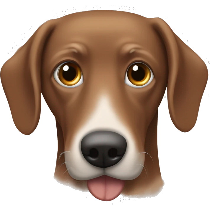 Un perro salchicha de color marrón oscuro con manchas blancas y ojos marrones  emoji