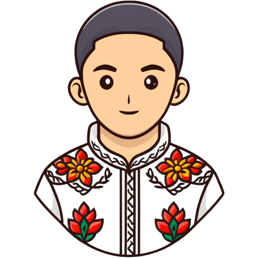 Athletic Ukrainian young man wearing traditional embroidered vyshyvanka shirt emoji