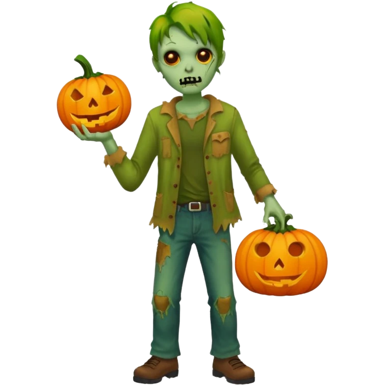 zombie with pumpkin emoji