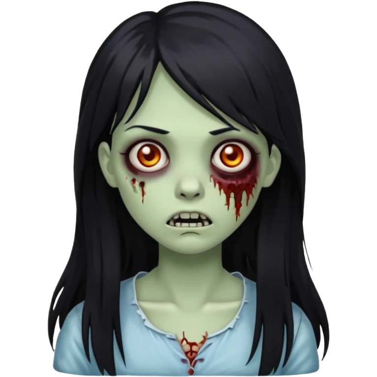zombie girl with black long hair and side bangs emoji