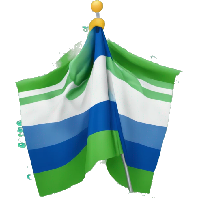 Drapeau bicolore bleu en haut vert en bas avec une roulotte à 16 branches au milieu  emoji