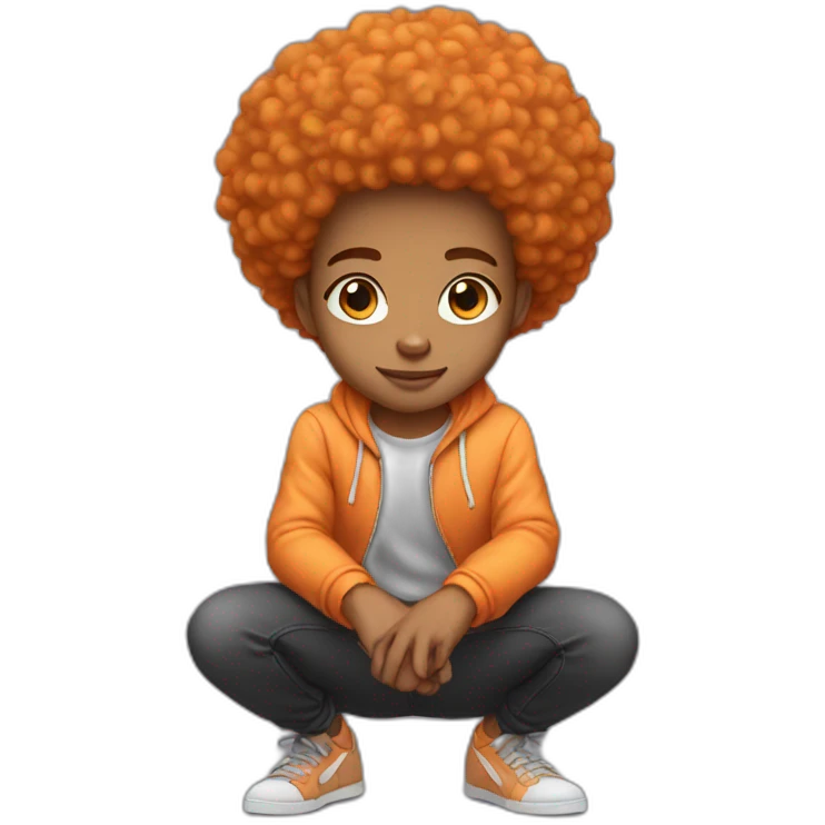 Light skin afro Orangehair squatting emoji