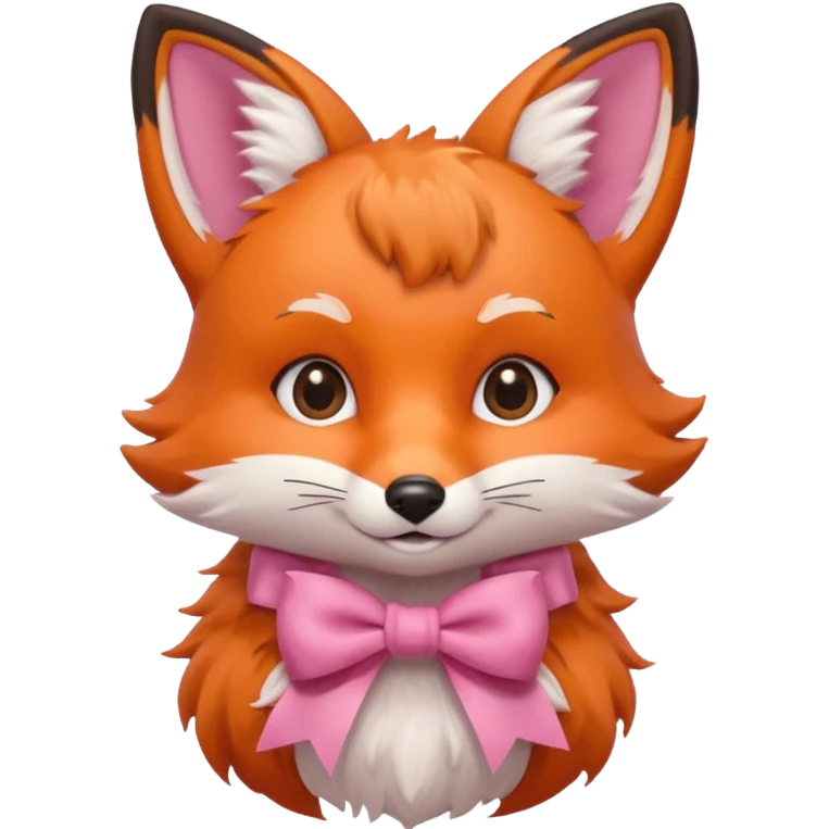 adorable fox, bust up, wearing a pink bow emoji
