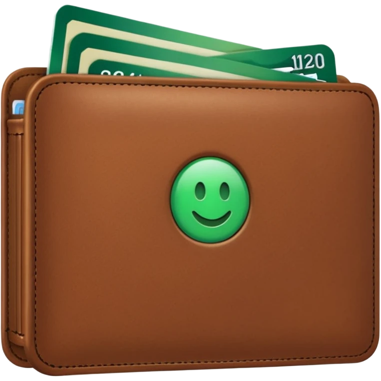 portefeuille marron avec quelques billets et carte bancaire emoji