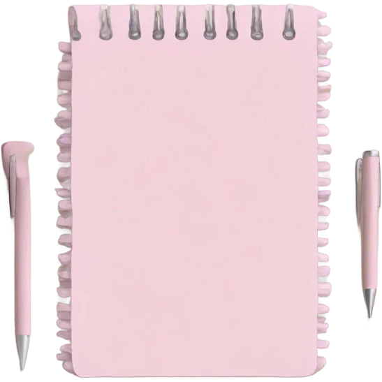 Pale pink notepad with pen emoji