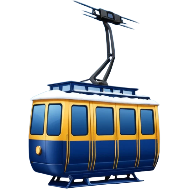 create a cablecar emoji in winter. make it navy dark blue. no yellow. and add the words in white: Lenk  emoji