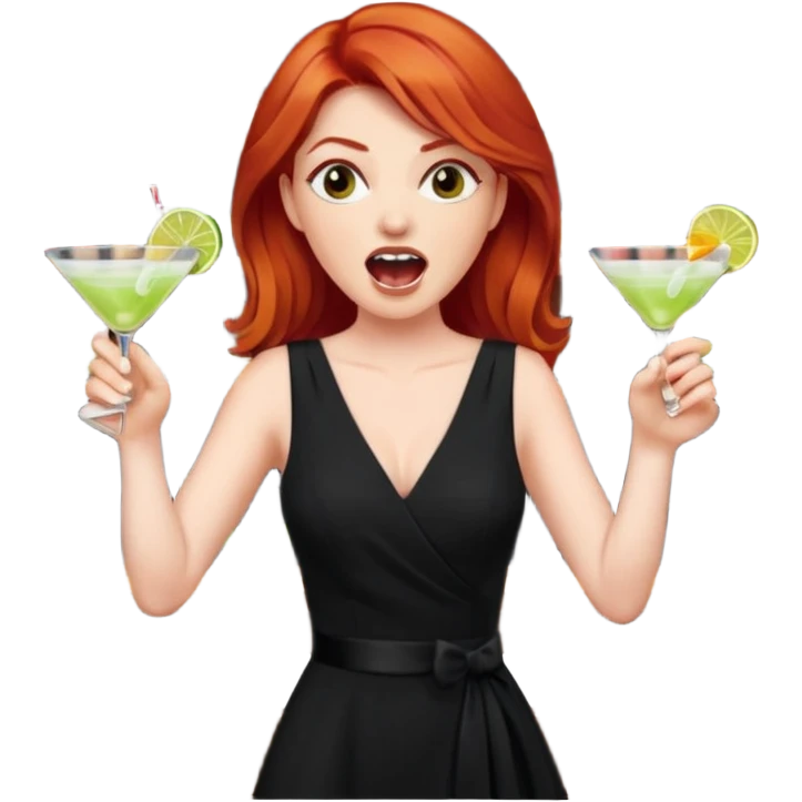 A raid haired woman yelling at a bartender emoji