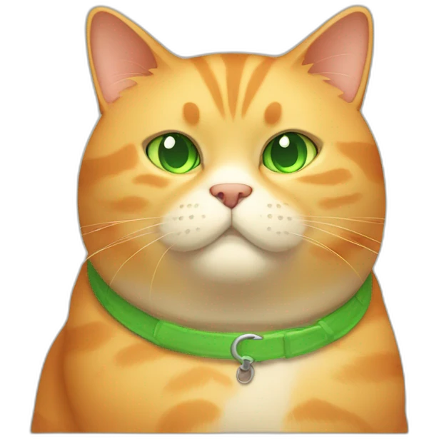 light orange fat cat with green eyes and a little boogers emoji