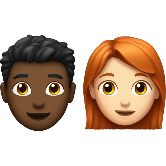 "Emoji of a red-haired girl and a black-haired, fair-skinned boy sitting on the ground." emoji