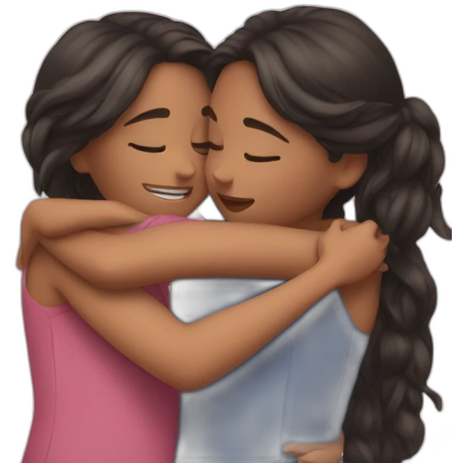 two grils hugging  emoji