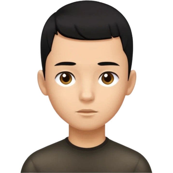 create a long buzz haircut boy that has black hair hair need to go on forhead and it cant be flat little fringe emoji