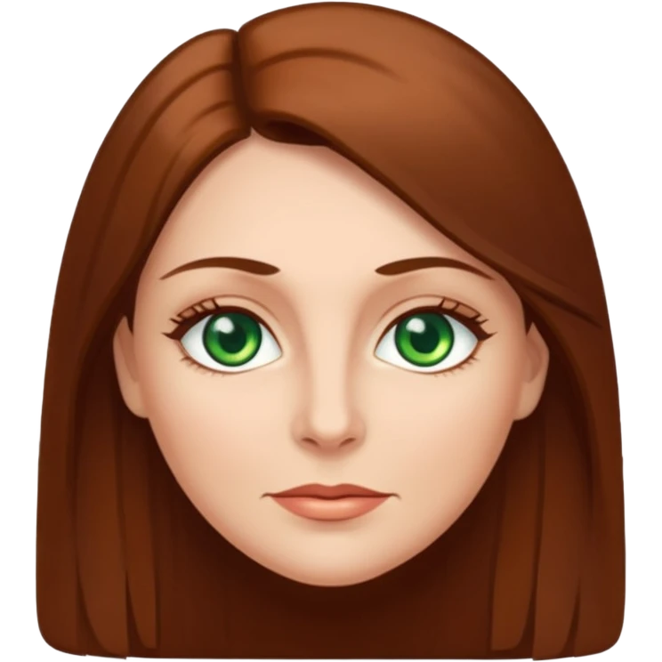 middle age woman with green eyes and long straight brown hair emoji