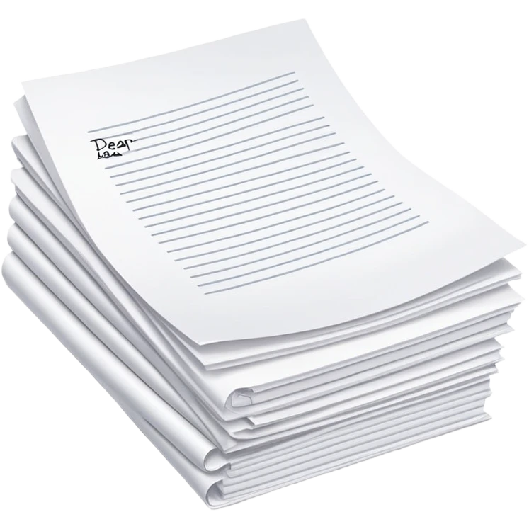 Stack of papers with the top one showing "Dear God" emoji