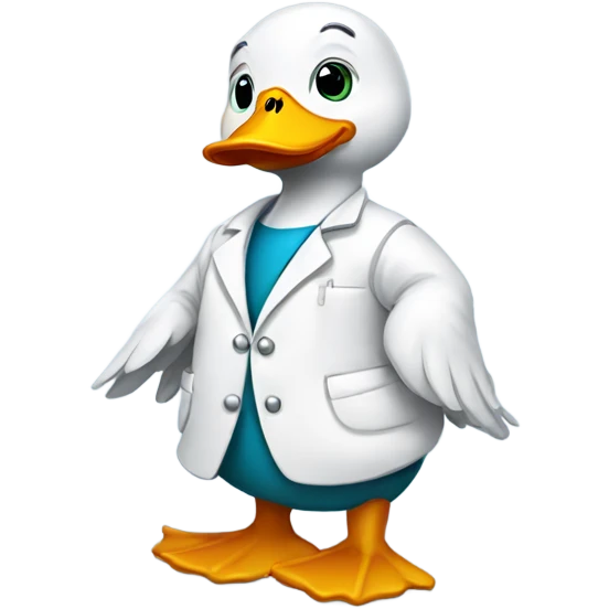 Duck wearing a labcoat emoji