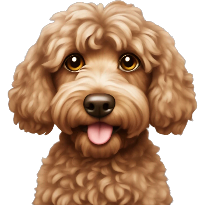 Brown fluffy cockapoo with a bow on ears  emoji
