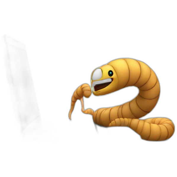 worm using laptop emoji