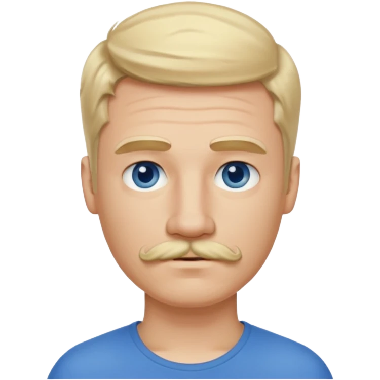 normal emoji 👨🏼 white guy with blond hair, mustache, and blue eyes. No shoulders or neck. Just head. Hair a little mussed and stylish emoji