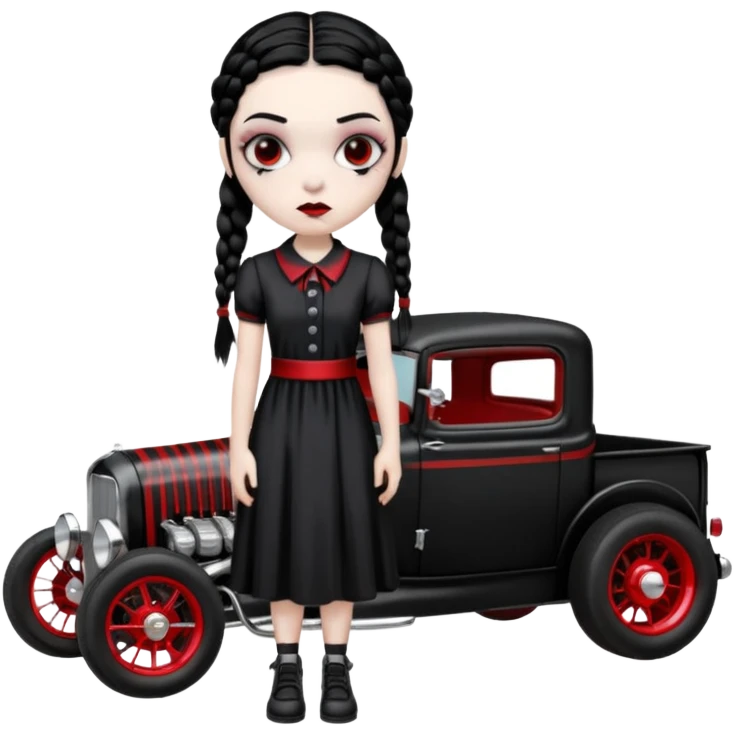 zombie gothic Wednesday Addams creepy, 1929 ford pickup, hot rod  emoji