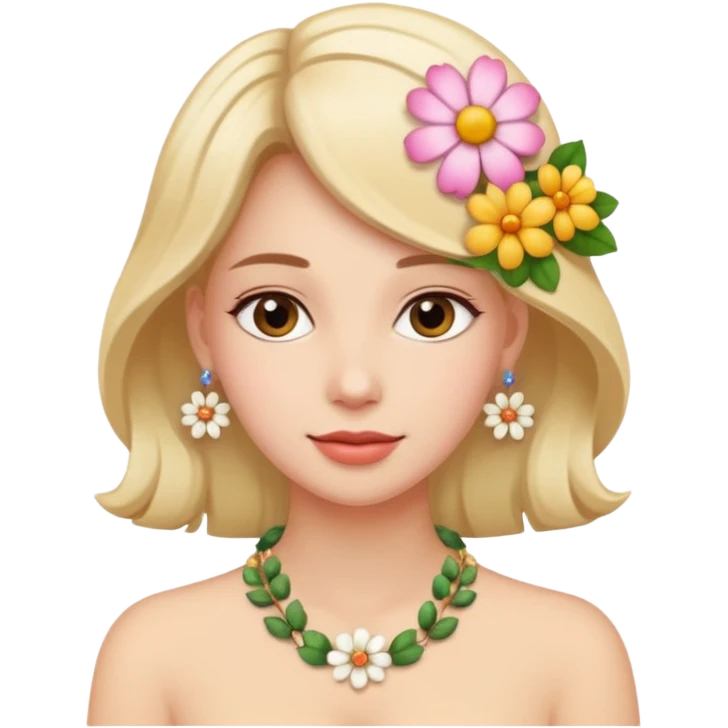woman with a flower necklace emoji