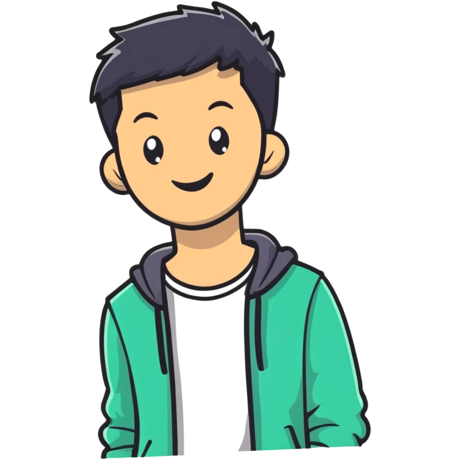 cheerful young man with casual style emoji