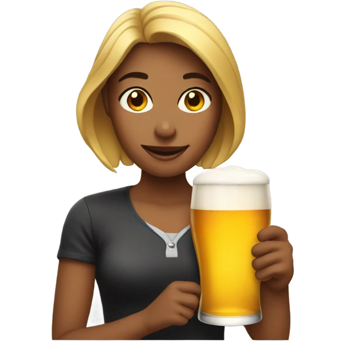 Woman holding a beer emoji