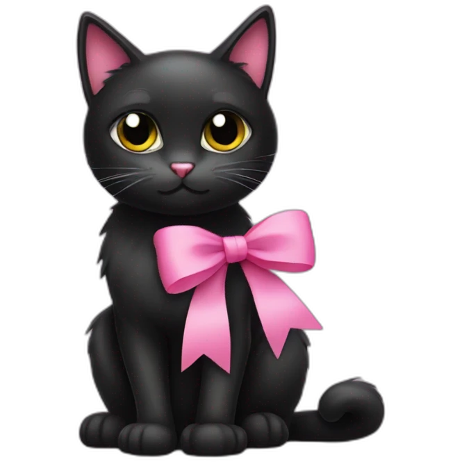 black cat with pink bow  emoji