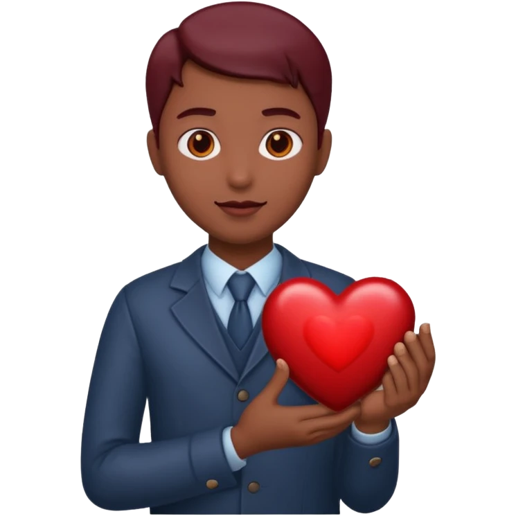 A dark red heart in his hands emoji