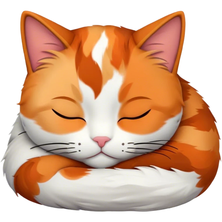 Meme-Worthy Cute Sleeping Calico Cat Portrait Emoji, Head resting peacefully with a content, gentle smile and softly closed eyes, featuring a delicate patchwork fur in vibrant orange, black, and white hues, simplified yet irresistibly endearing, highly detailed, glowing with a soft, drowsy radiance, high shine, exuding relaxed and utterly lovable charm, styled with a gentle, soft glowing outline, capturing the essence of a sleeping calico cat that appears destined to become a viral icon of adorable rest! emoji