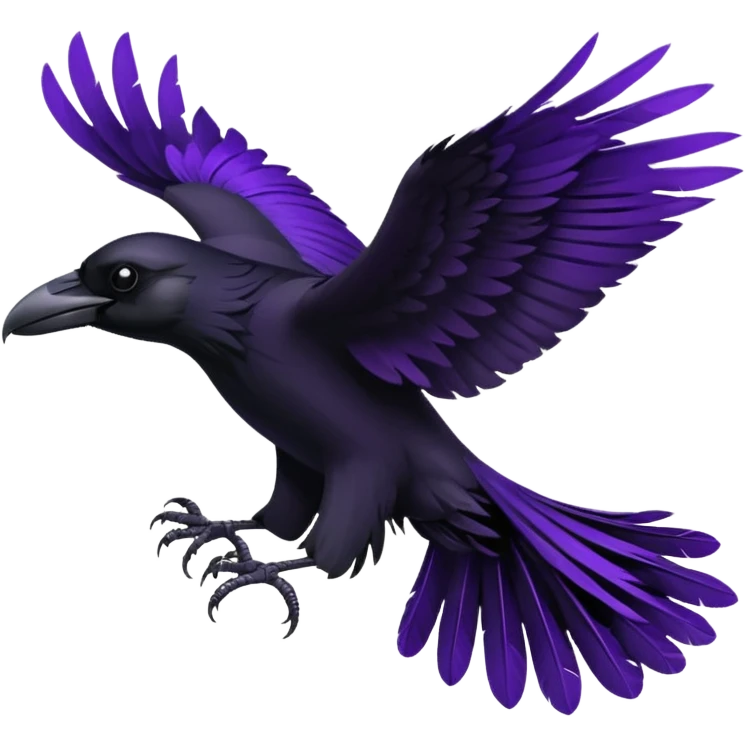 Raven in flight with purple accent emoji