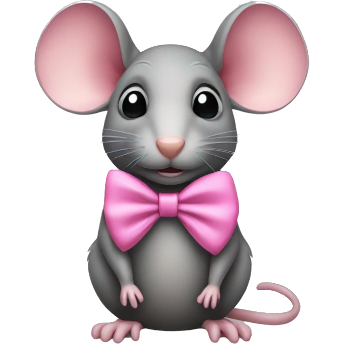A rat wearing a pink bow emoji