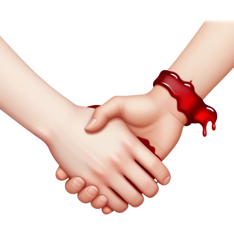 handshake emoji, one hand in blood emoji