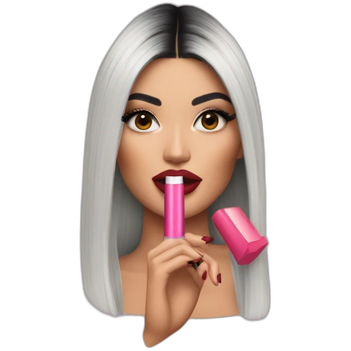 Kylie Jenner holding her lipstick emoji