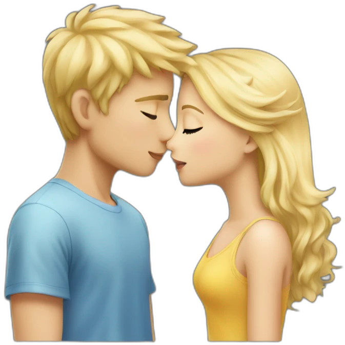A blond boy who kisses a pretty blonde girl  emoji