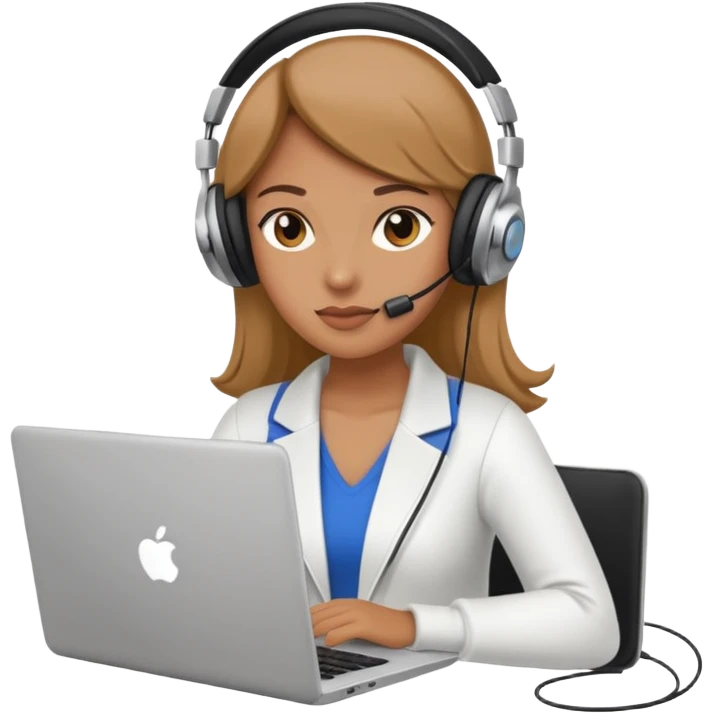 super busy female with laptop and headphones do not disturb emoji