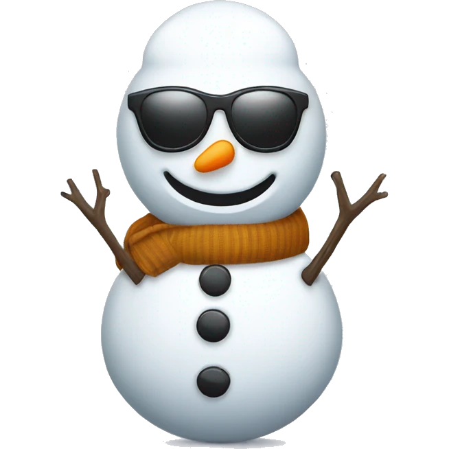 snowman  with sunglasses and vest. Stick arms with light bulb buttons emoji