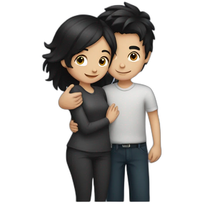 dark hair girl hugging dark hair boy  emoji